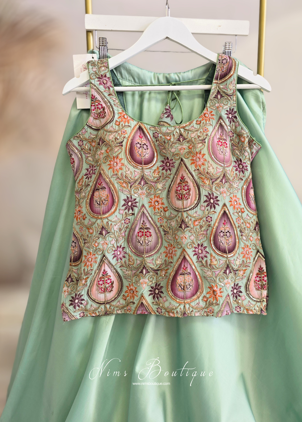 Hema Mint Printed & Embroidered Long Blouse (10-12)