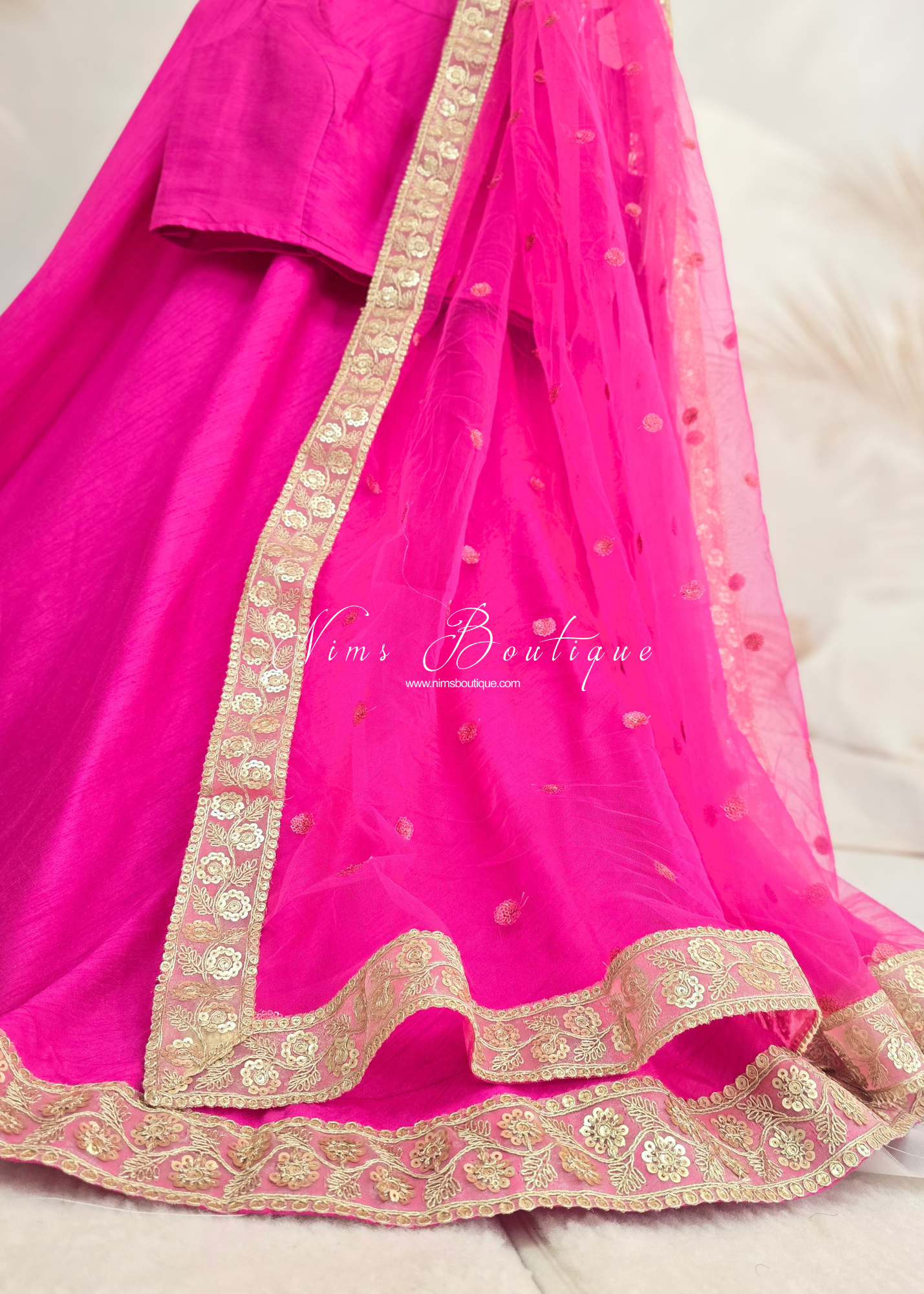 Saloni Hot Pink Sequin Dupatta/Chunni