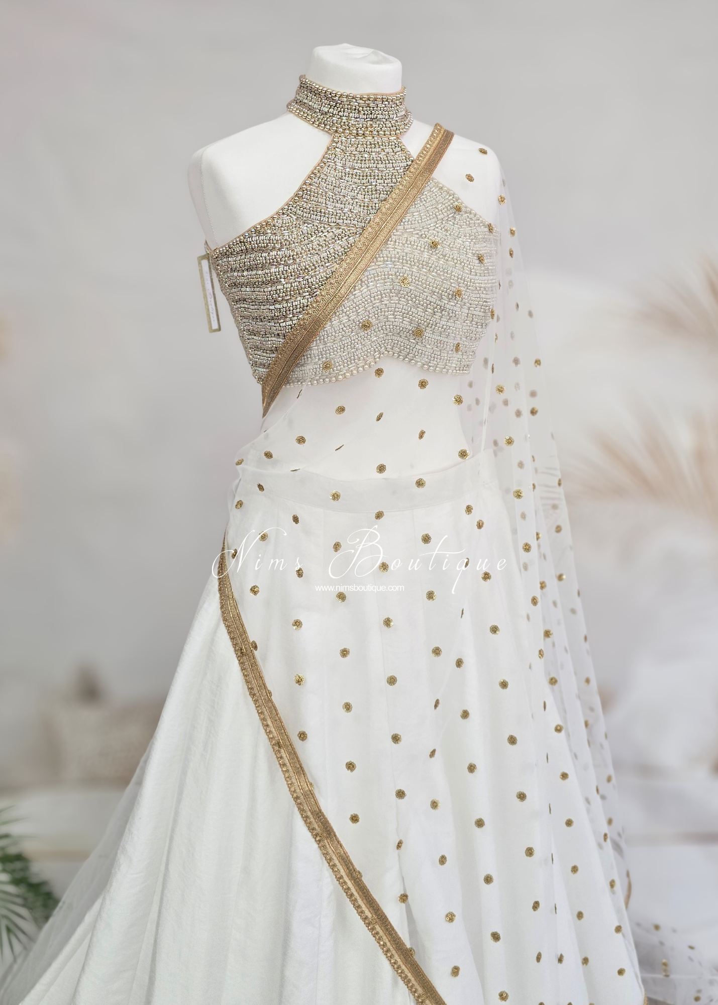 Luxury White Net Sequin Dupatta/Chunni
