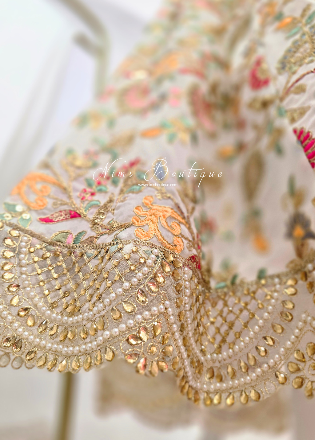 Amrita Luxury Ivory Multicolour Anarkali Suit with Pajami (size 4-16)