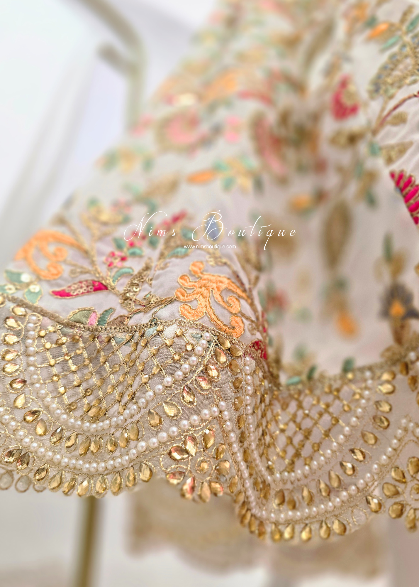 Amrita Luxury Ivory Multicolour Anarkali Suit with Pajami (size 4-16)