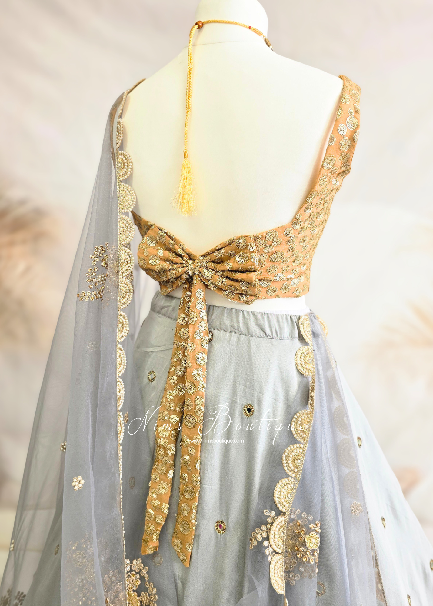 Luxury NB Gold Sequin Bow Blouse (size 4-20)