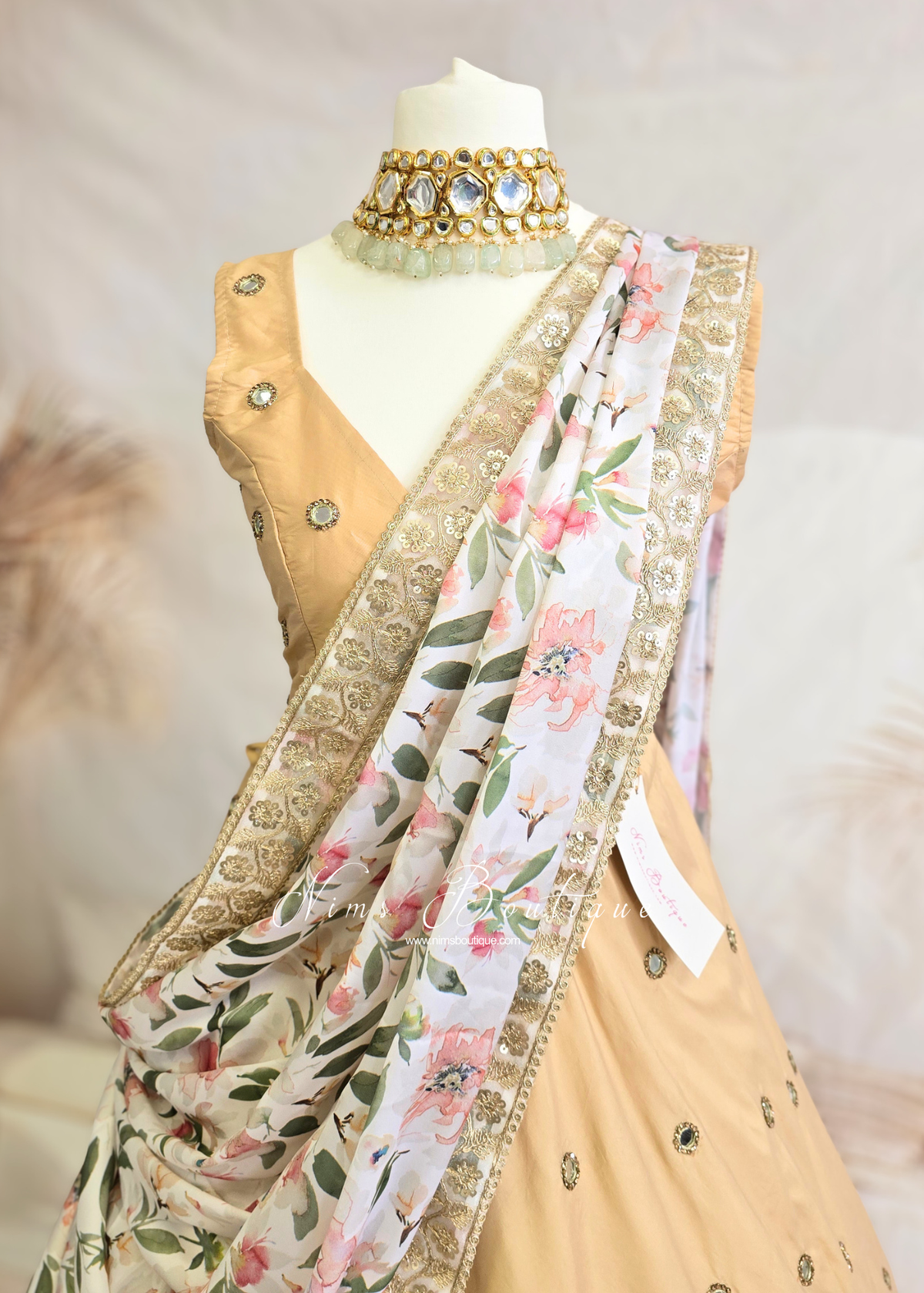 Olivia Satin Print Dupatta/Chunni sequin edging