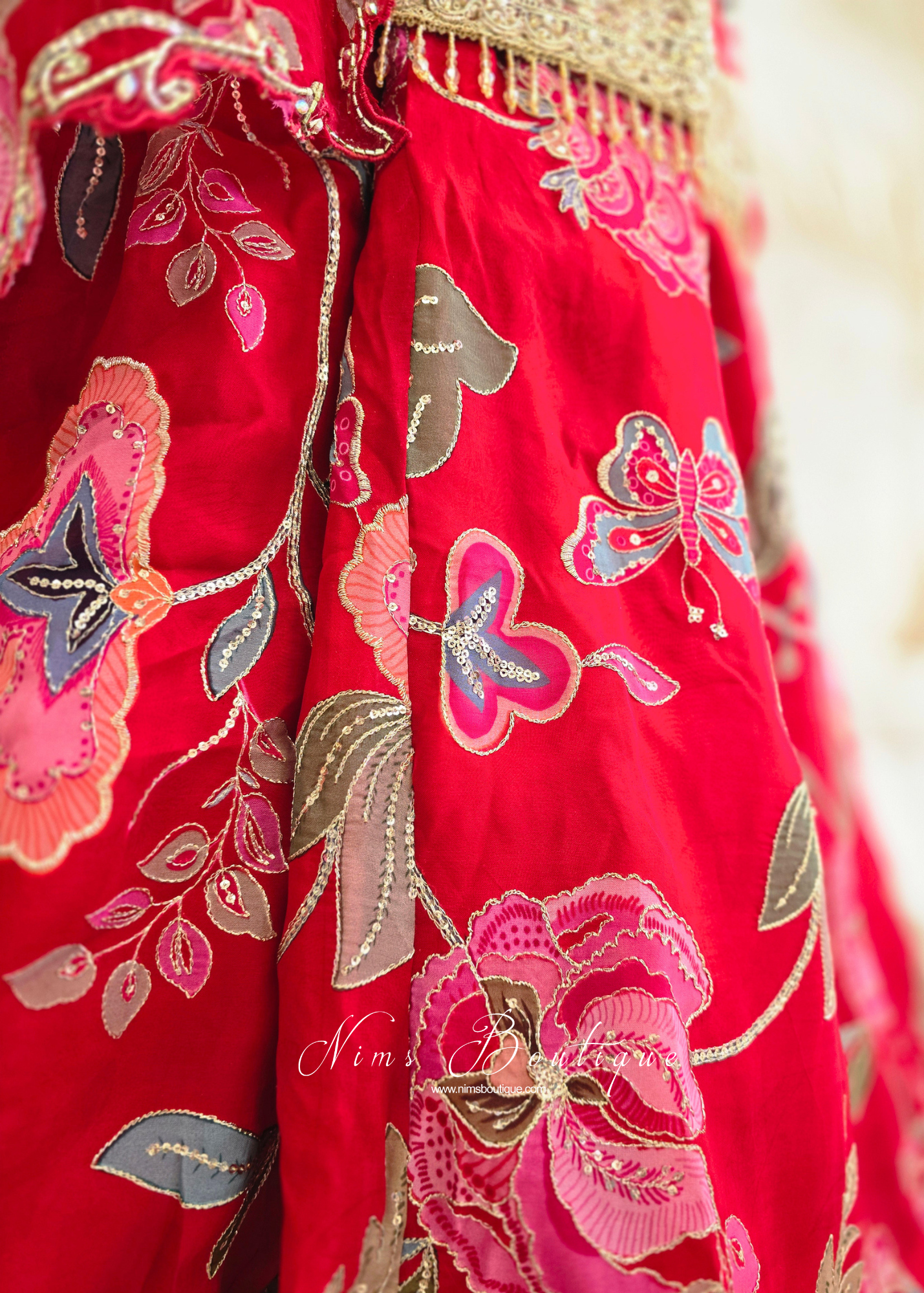 Luxury Red Embellished Gharara Suit (size 10-12)