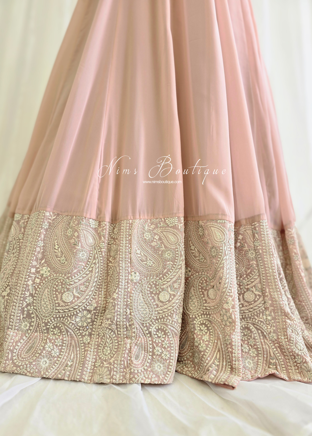 Pastel Long Embroidered Gown (size 10-12)