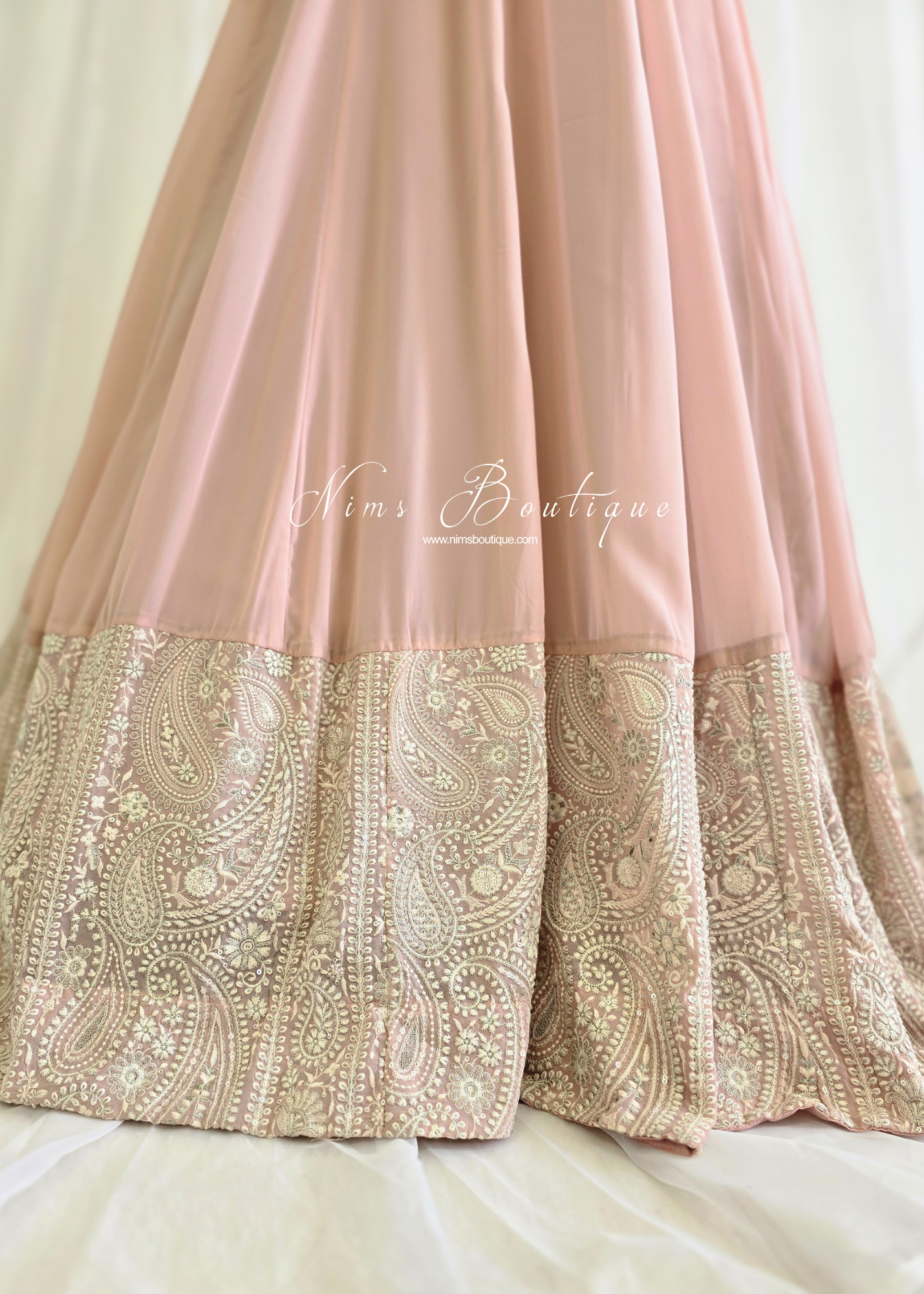 Pastel Long Embroidered Gown (size 10-12)