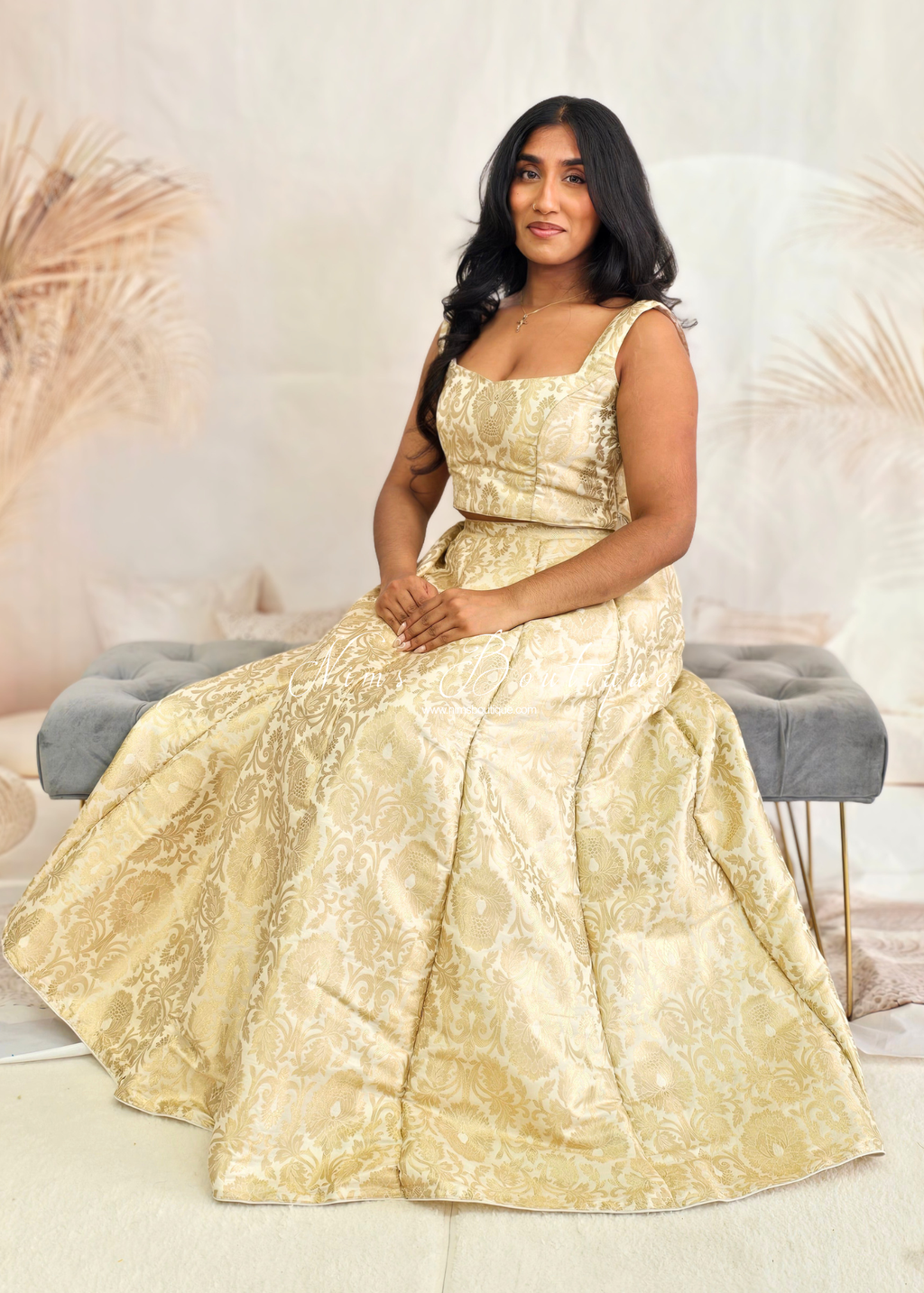 Ivory Gold Brocade Readymade skirt/lehnga (sizes 4-16)