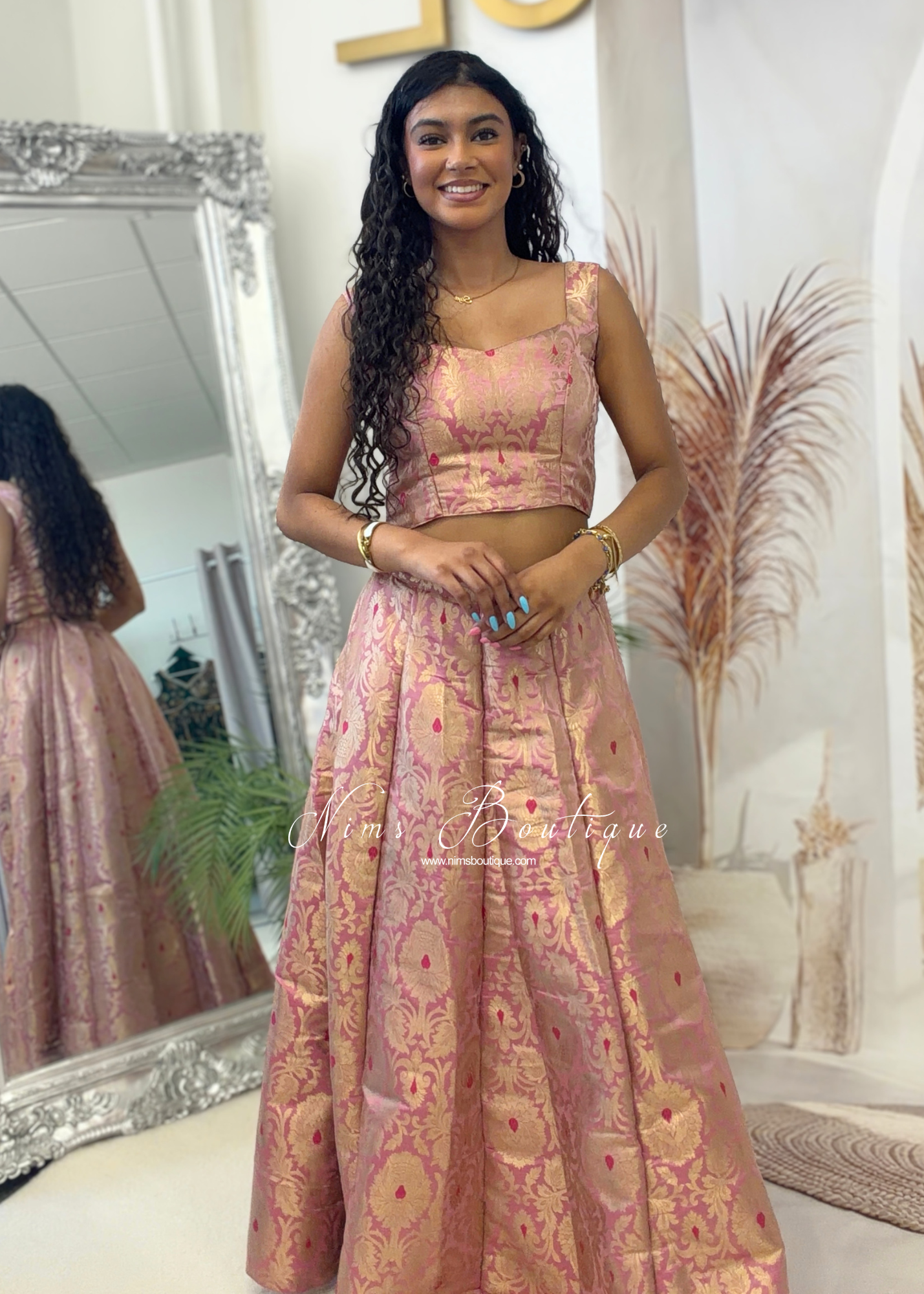 Pink Brocade Readymade skirt/lehnga (sizes 4-16)