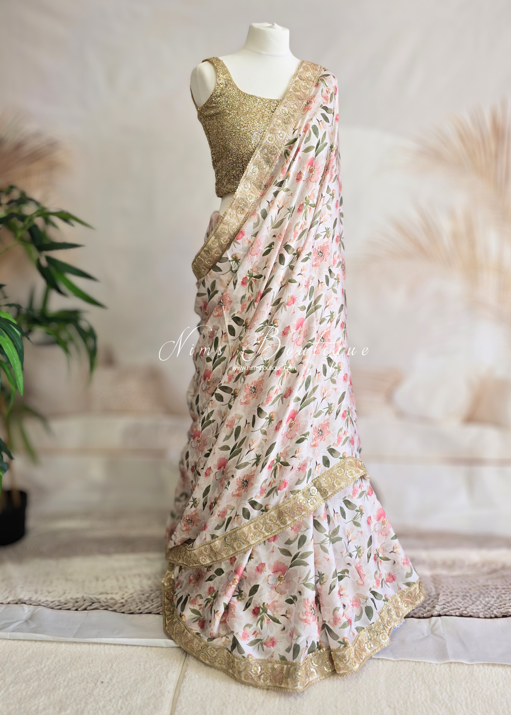 Olivia Satin Floral Organza Saree