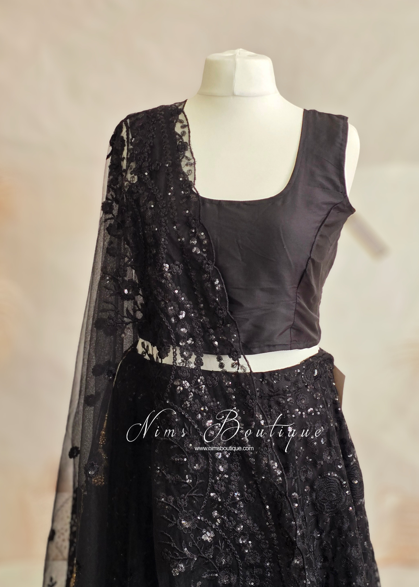 Sleeveless Black Silk Blouse (4-26)