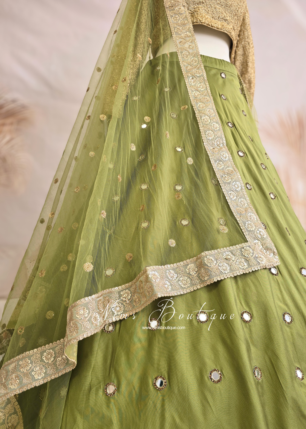 Saloni Mehndi Green Sequin Dupatta/Chunni