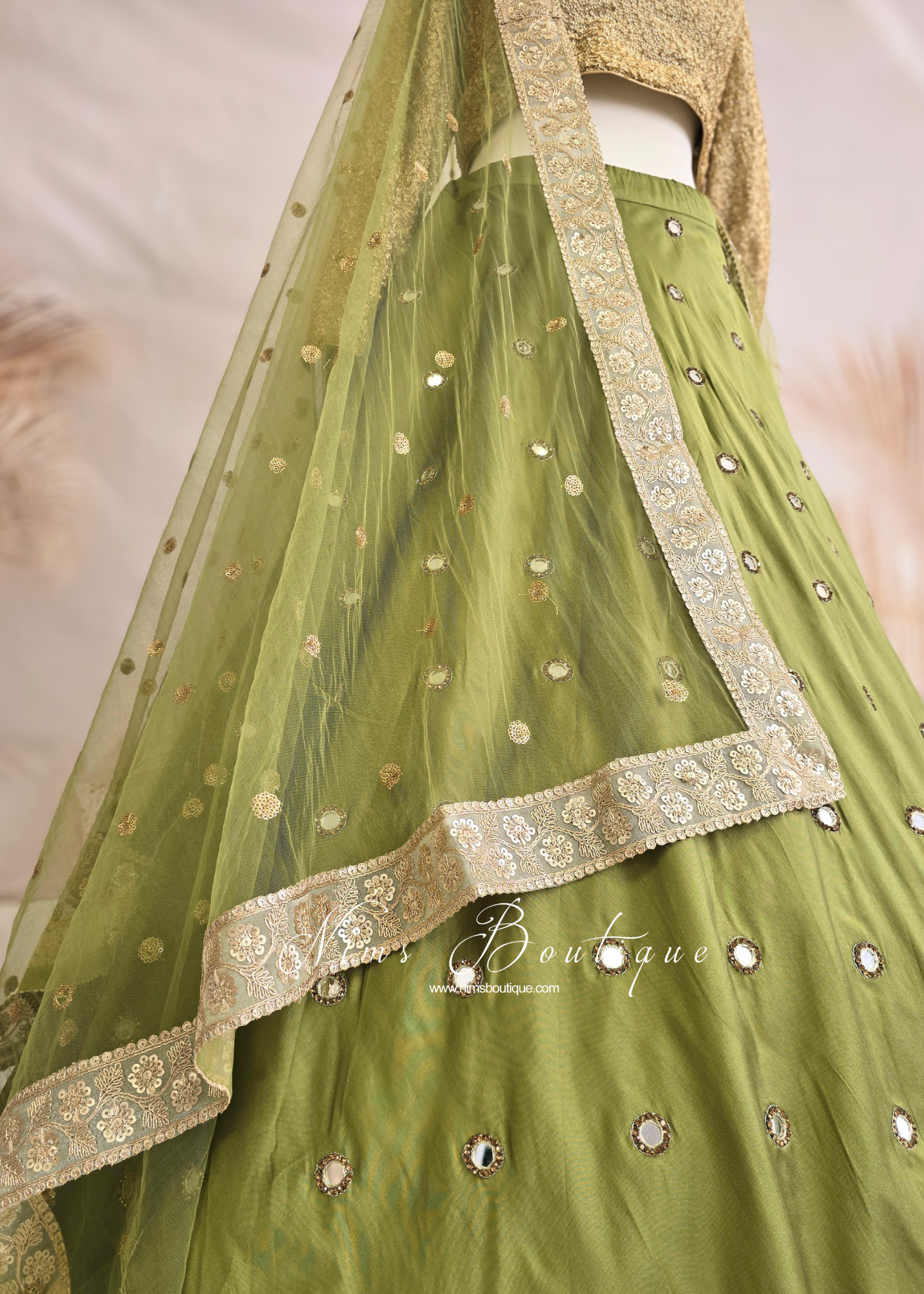Saloni Mehndi Green Sequin Dupatta/Chunni