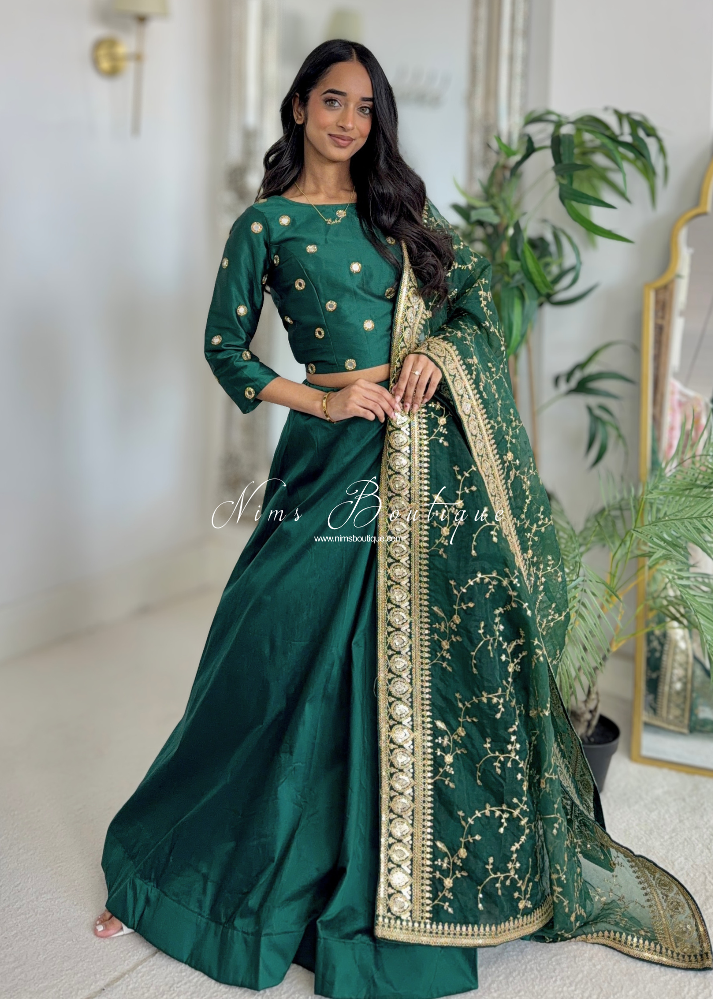 Readymade Dark Green Silk skirt/lehnga (sizes 4-20)