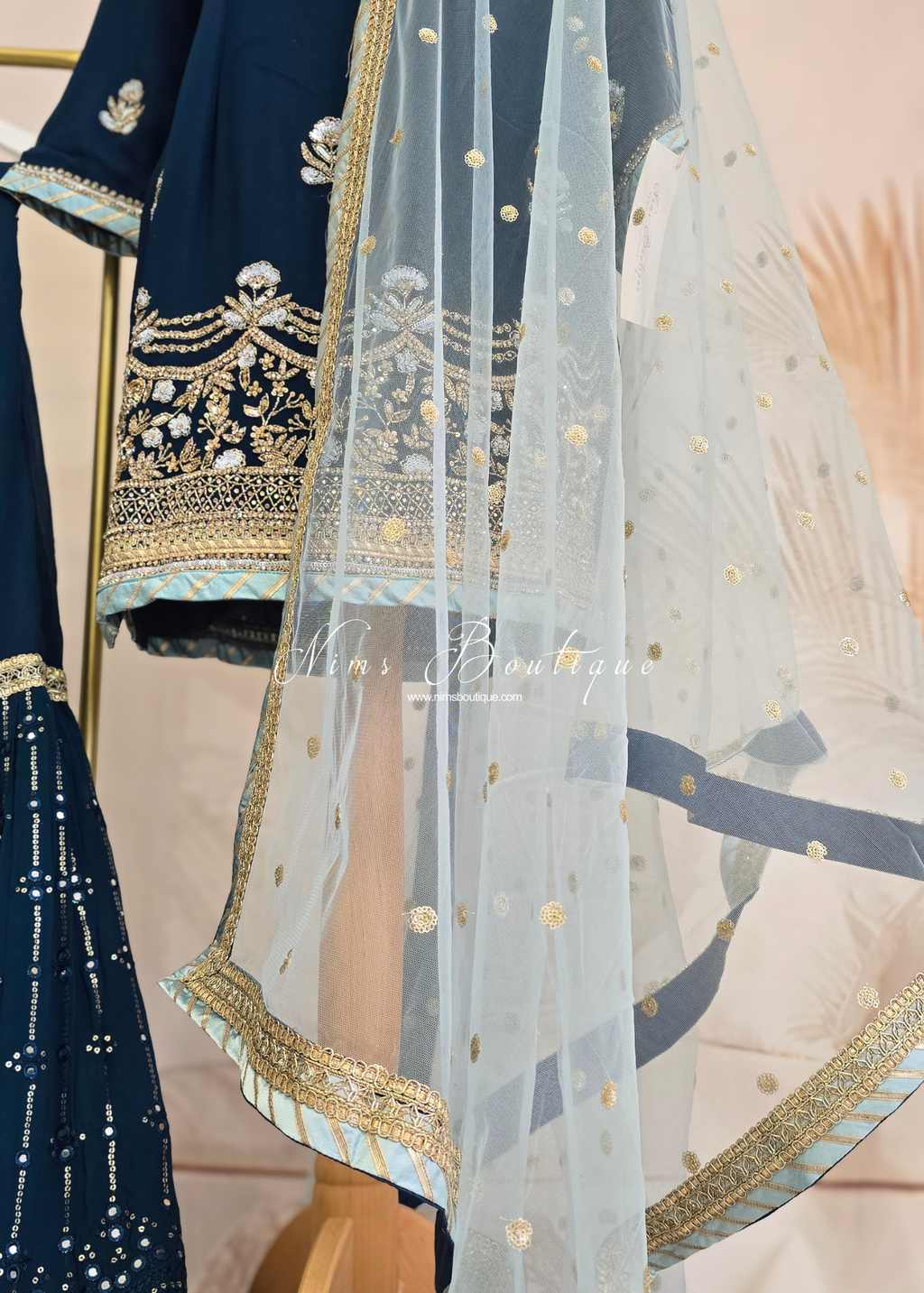 Dark Teal & Light Blue Gharara Suit (size 10-12)