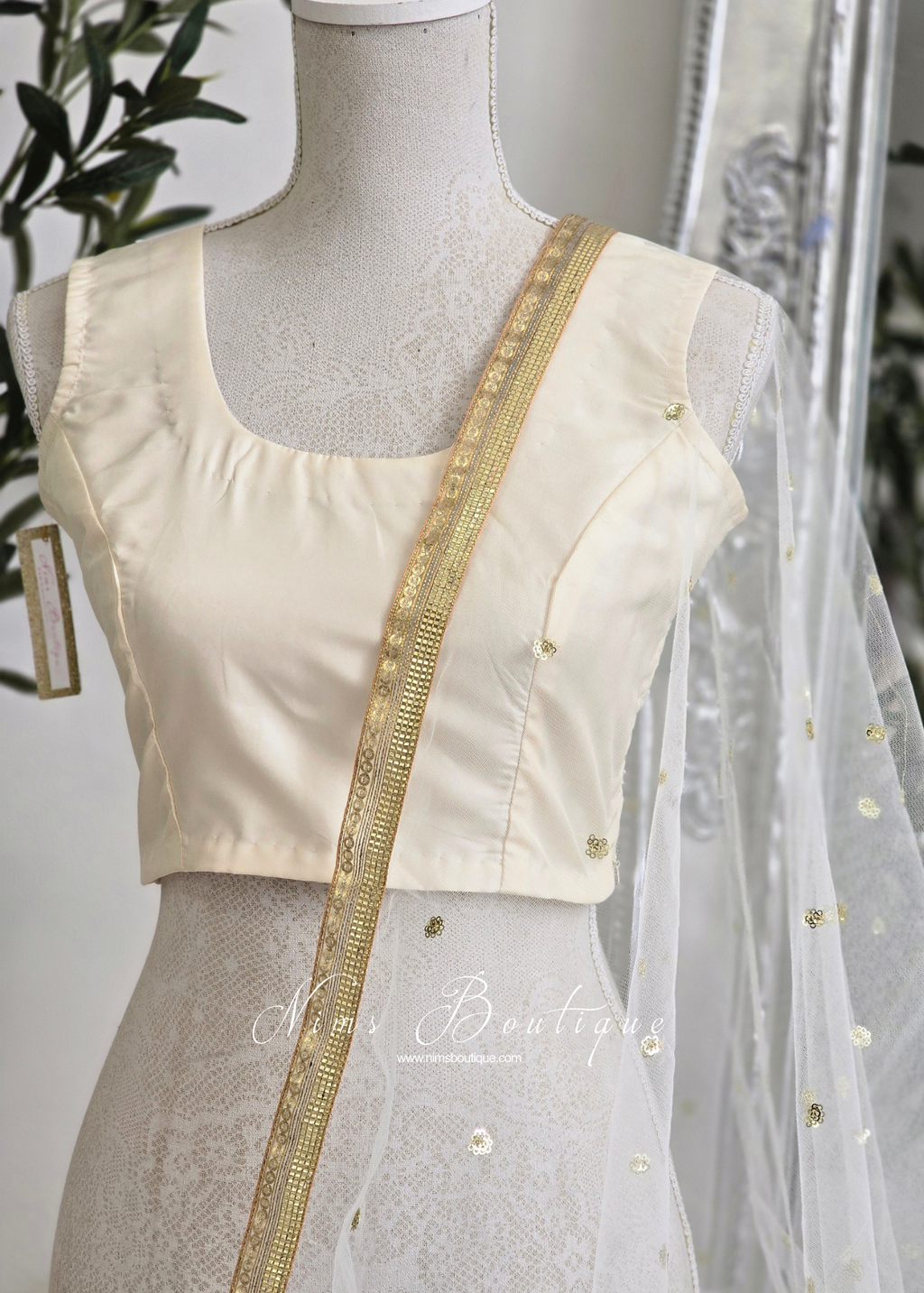 NB Ivory Net Sequin Dupatta/Chunni