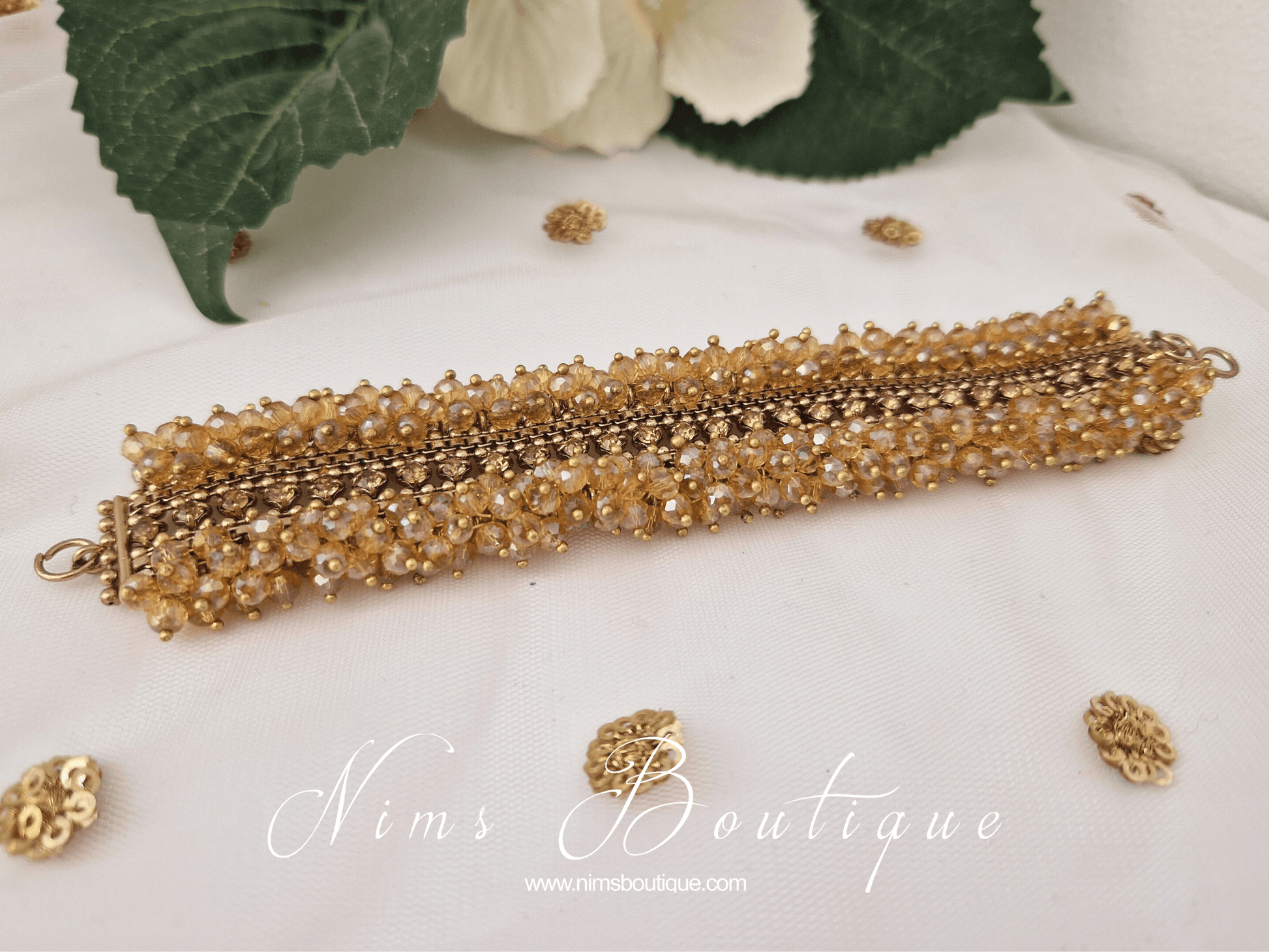 Nims Boutique Gold Stone Cluster Bracelet
