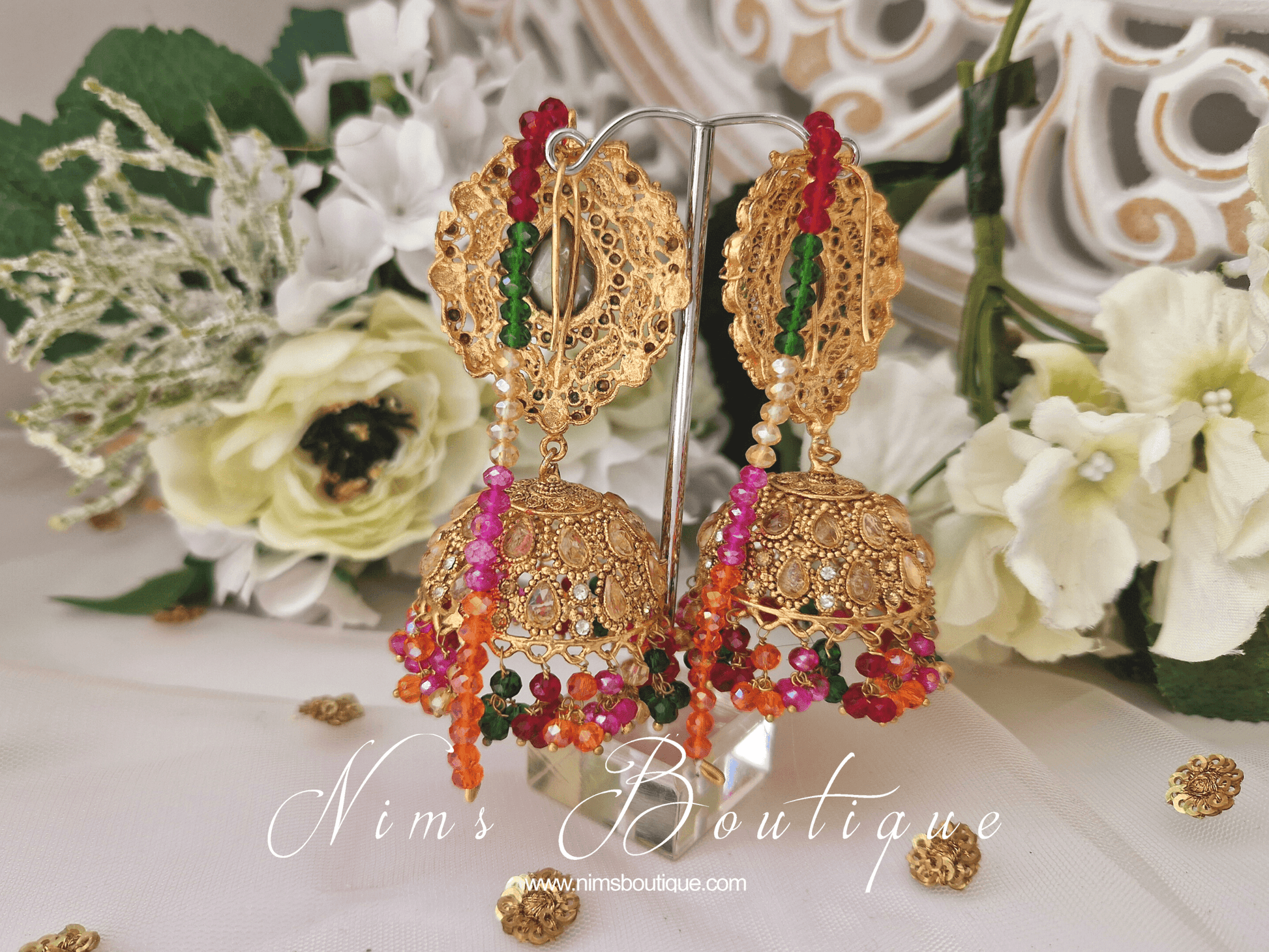 Nims Boutique Anjali Multicolour Chumke with earring chains