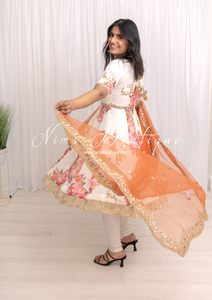 Dahlia Luxury Ivory Floral Anarkali Suit with Pajami (size 6-20)