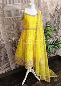 The NB Luxury Yellow Silk Anarkali with Pajami (size 8-12)