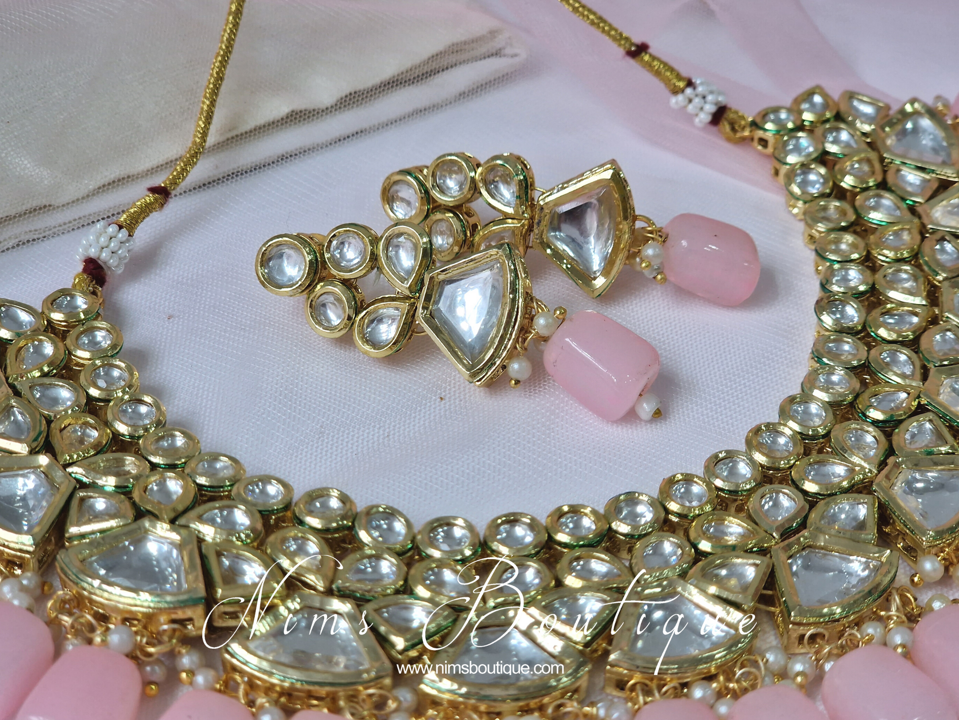 Nims Boutique Freya Pink Kundan Set