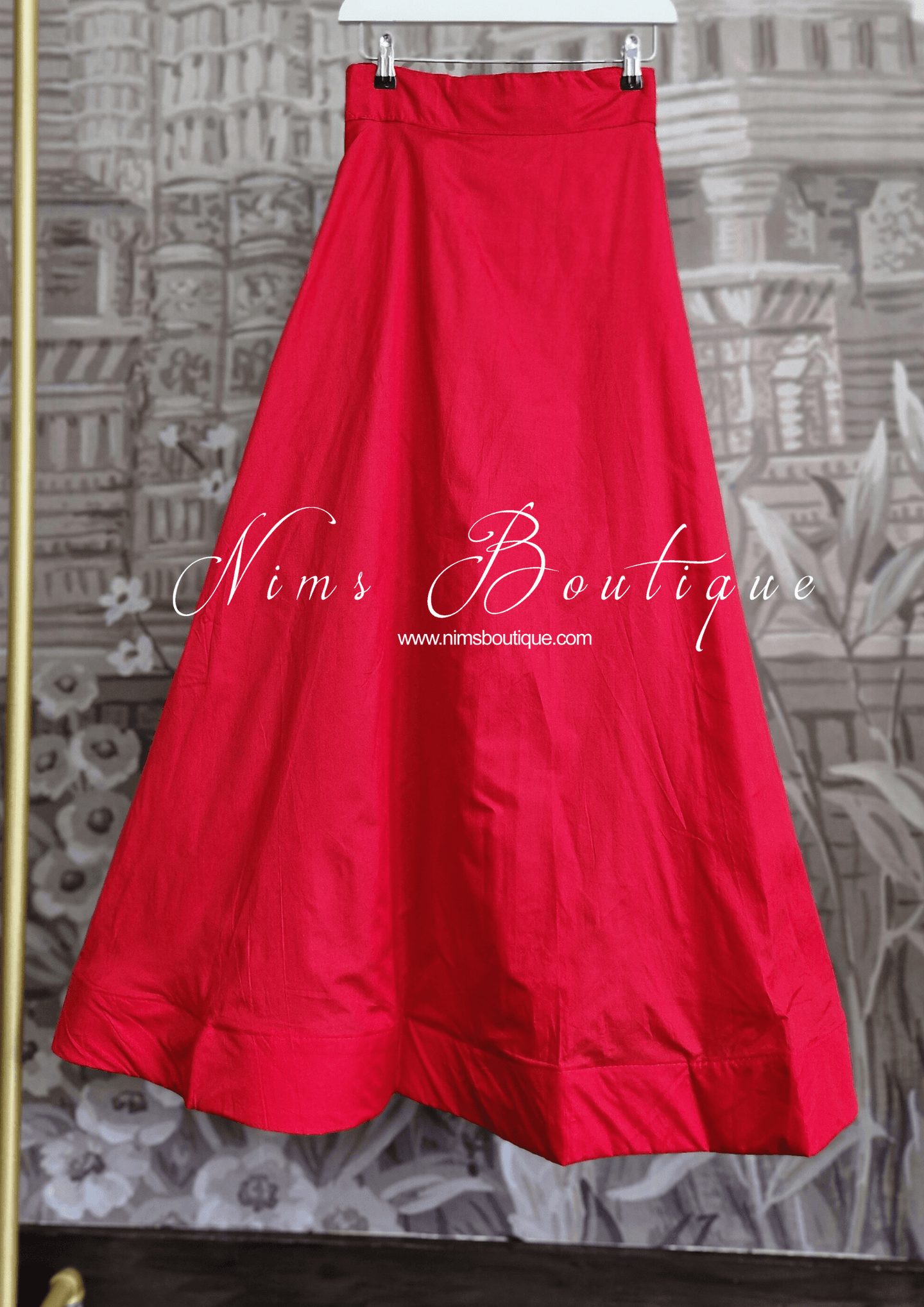 Red Plain Semi stitched skirt/lehnga