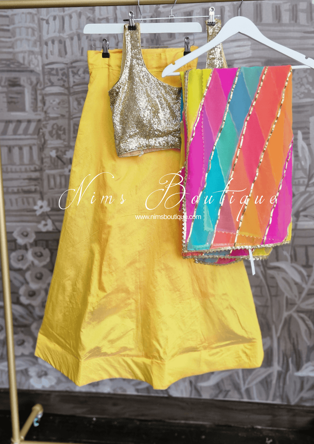 Nims Boutique Deep Yellow Plain Semi stitched skirt/lehnga