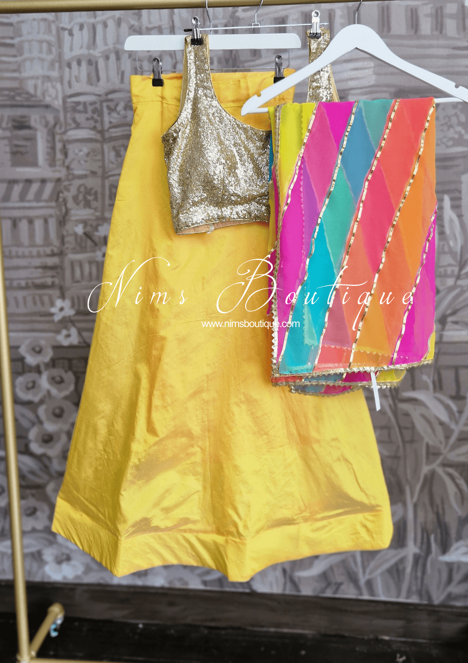 Nims Boutique Deep Yellow Plain Semi stitched skirt/lehnga