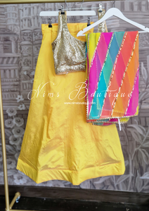 Deep Yellow Plain Semi stitched skirt/lehnga