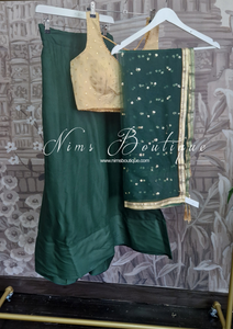 Dark Green Plain Semi stitched skirt/lehnga