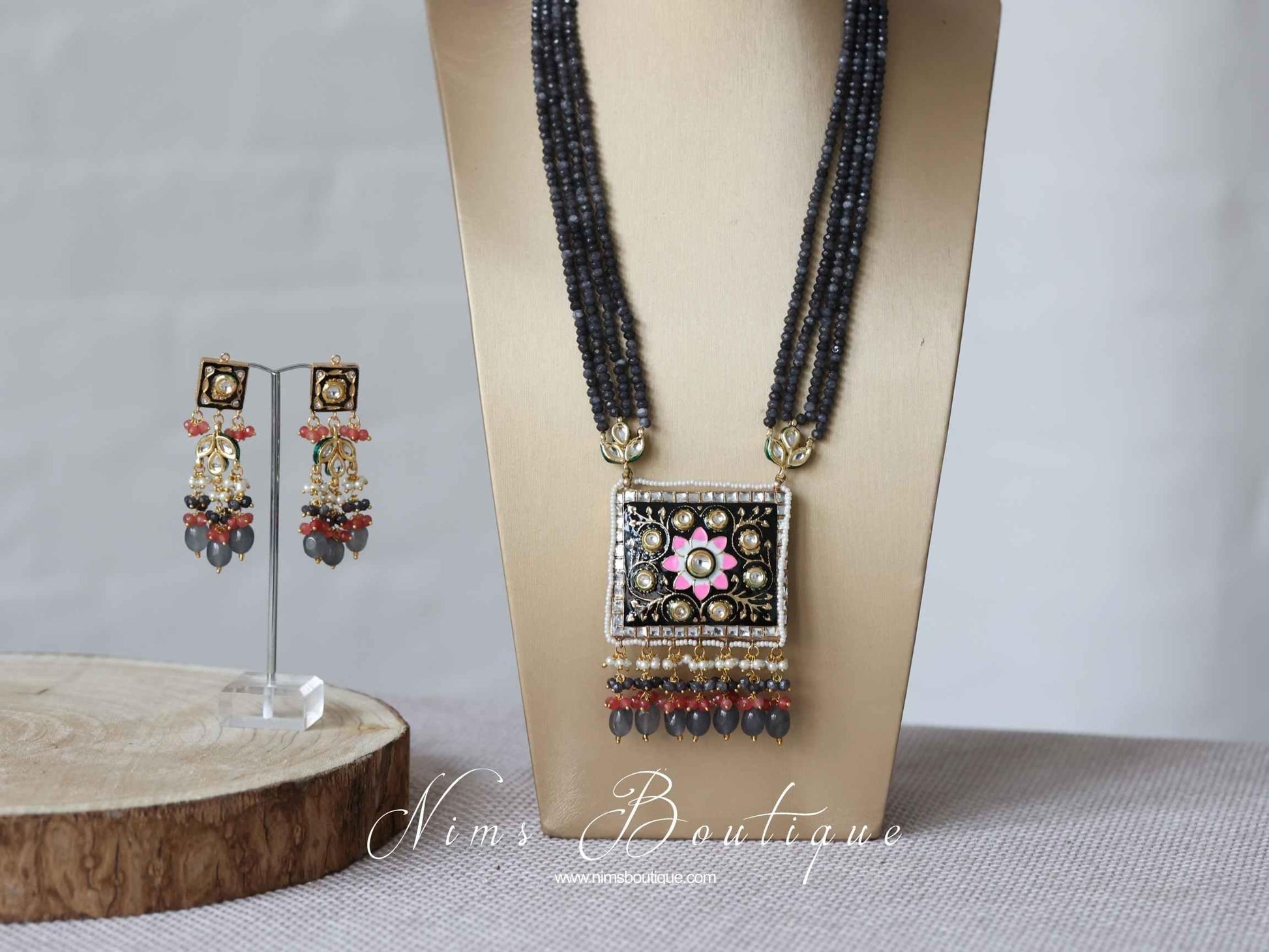 Nims Boutique Nishita Black Meenakari Haar Set