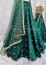 Rani Luxury Silk Dark Green Mirror readymade skirt/lehnga (size 4-24)