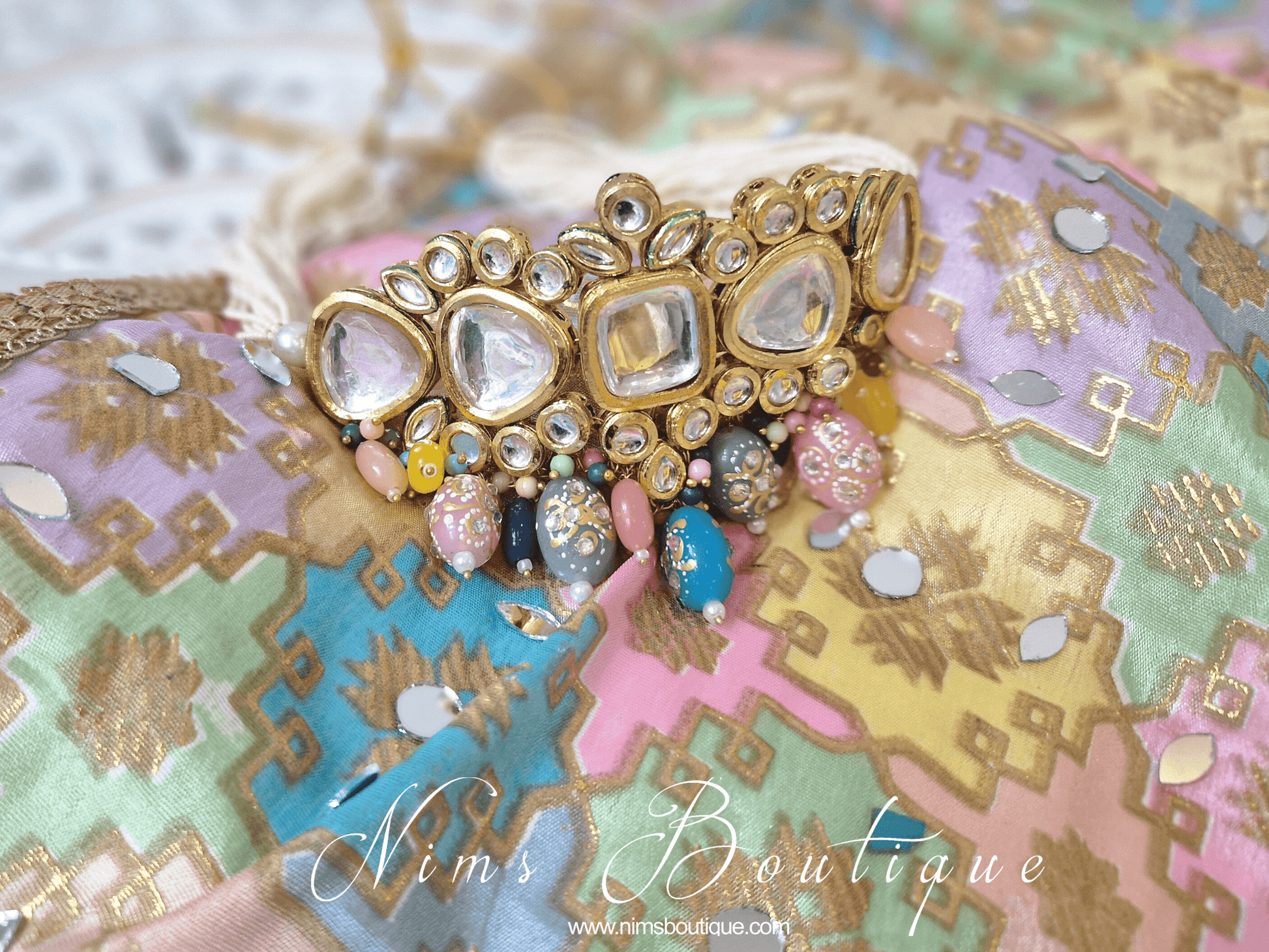 Nims Boutique Raman Multicolour Kundan Choker Set