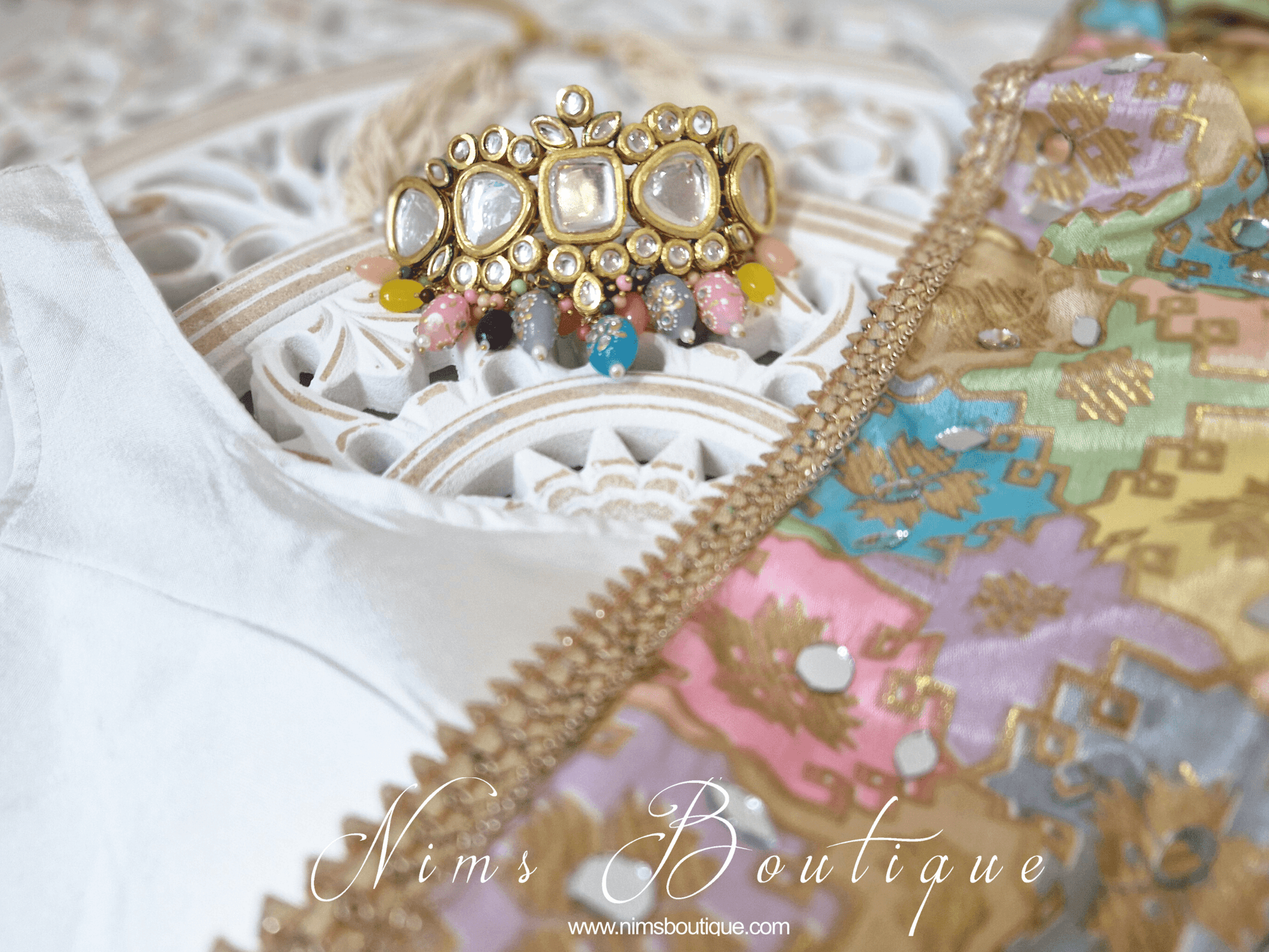 Nims Boutique Raman Multicolour Kundan Choker Set