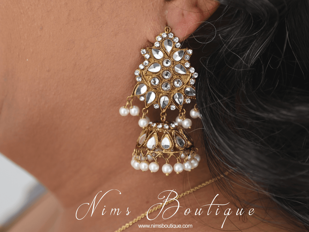 Nims Boutique Nandini Maharani Antique Gold & Pearl Chumke