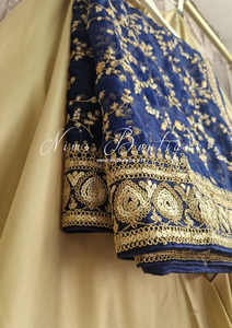 Mahi Luxury Navy Organza Embroidered Dupatta/Chunni