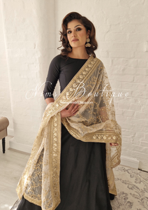 Amazing golden and black color heavy designer sequins lehenga choli –  Joshindia