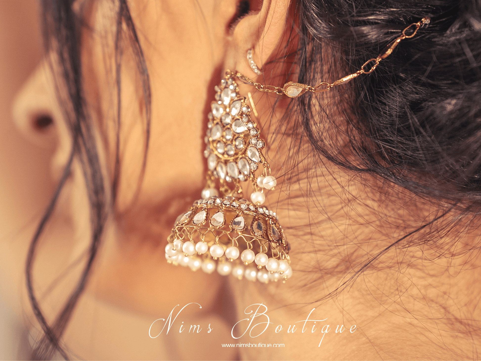 Nims Boutique Large Nandini Maharani Antique Gold & Pearl Chumke
