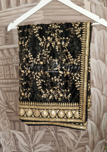 Mahi Luxury Black Organza Embroidered Dupatta/Chunni