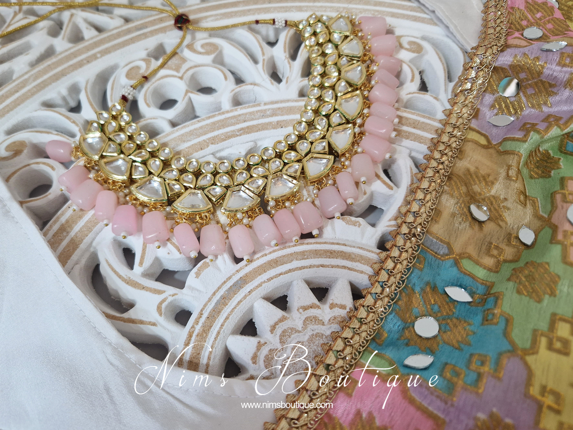 Nims Boutique Freya Pink Kundan Set