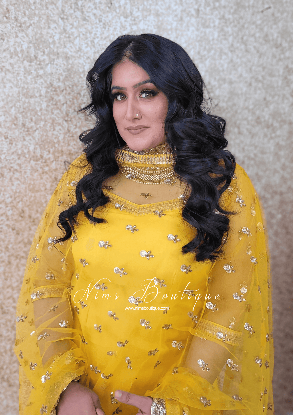 Nims Boutique The NB Classic Long Sleeved Yellow Silk Pajami Suit sizes 16 to 22