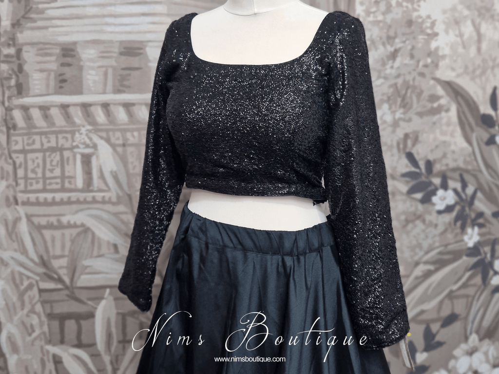 Nims Boutique Luxury Black Sequin Long sleeved Blouse size 4-22