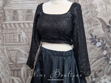 Luxury Black Sequin Long sleeved Blouse (size 4-22)