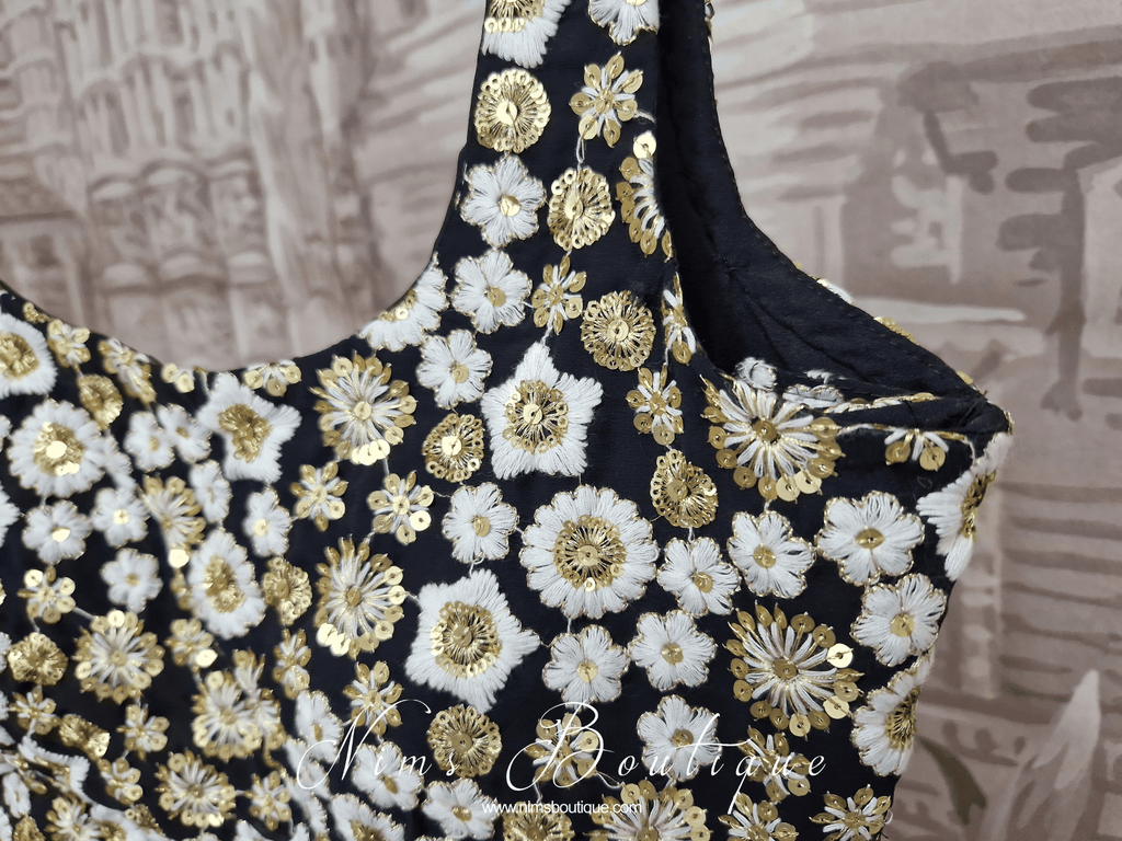 Nims Boutique Luxury NB Black & Ivory Sequin Bow Blouse size 4-20