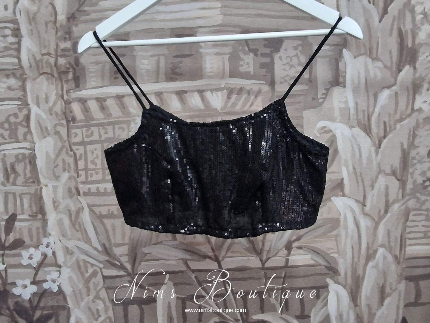 Maya Black Sequin Strap Blouse (size 4-12)