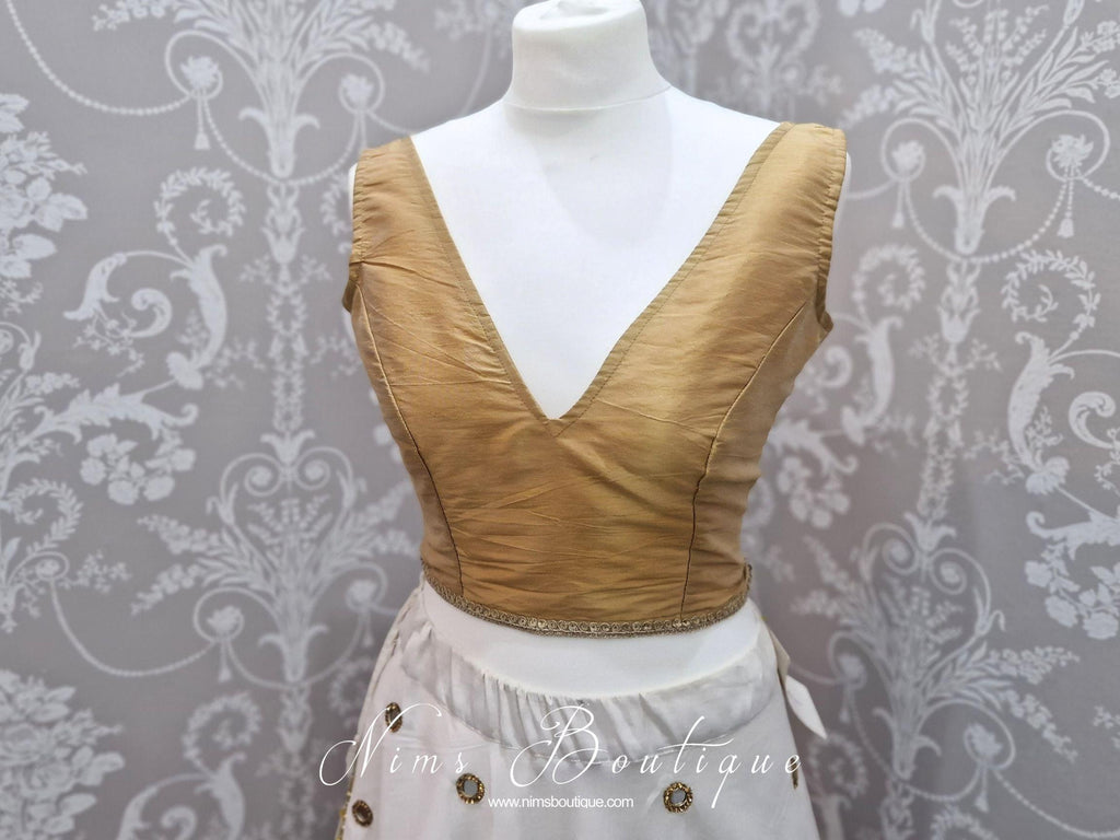 Nims Boutique Rupa Gold Luxury Silk V Neck Blouse size 4-16
