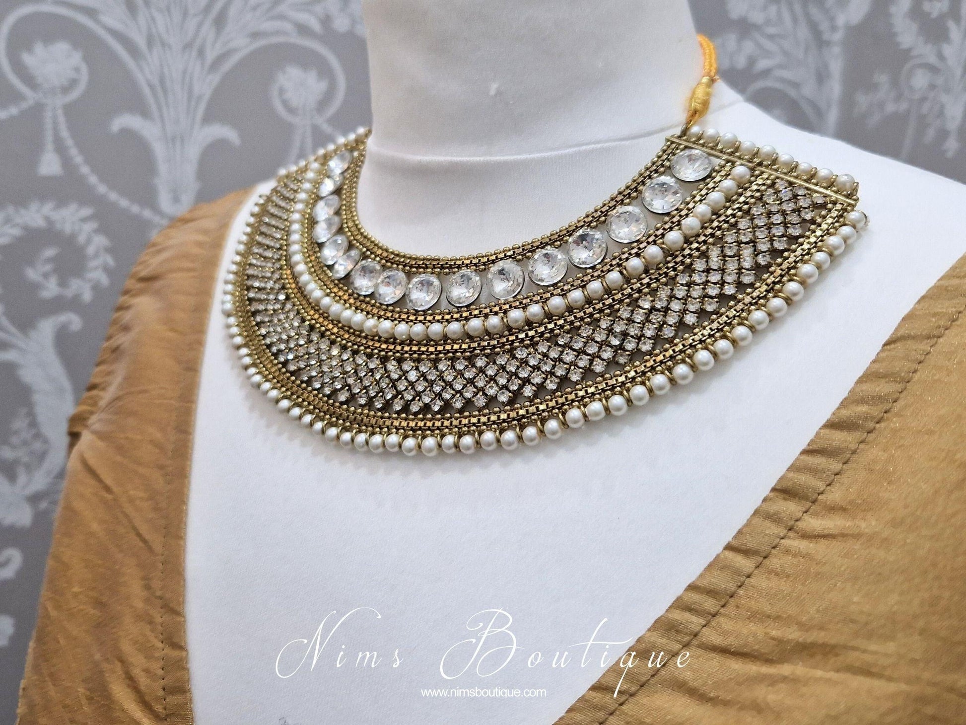 Nims Boutique Royal Jhanvi Antique Gold & Pearl necklace