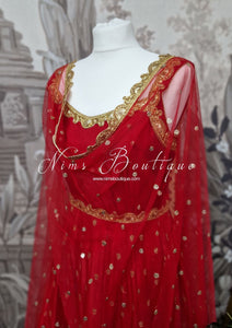 The NB Luxury Red Silk Anarkali with Pajami (size 4-12)