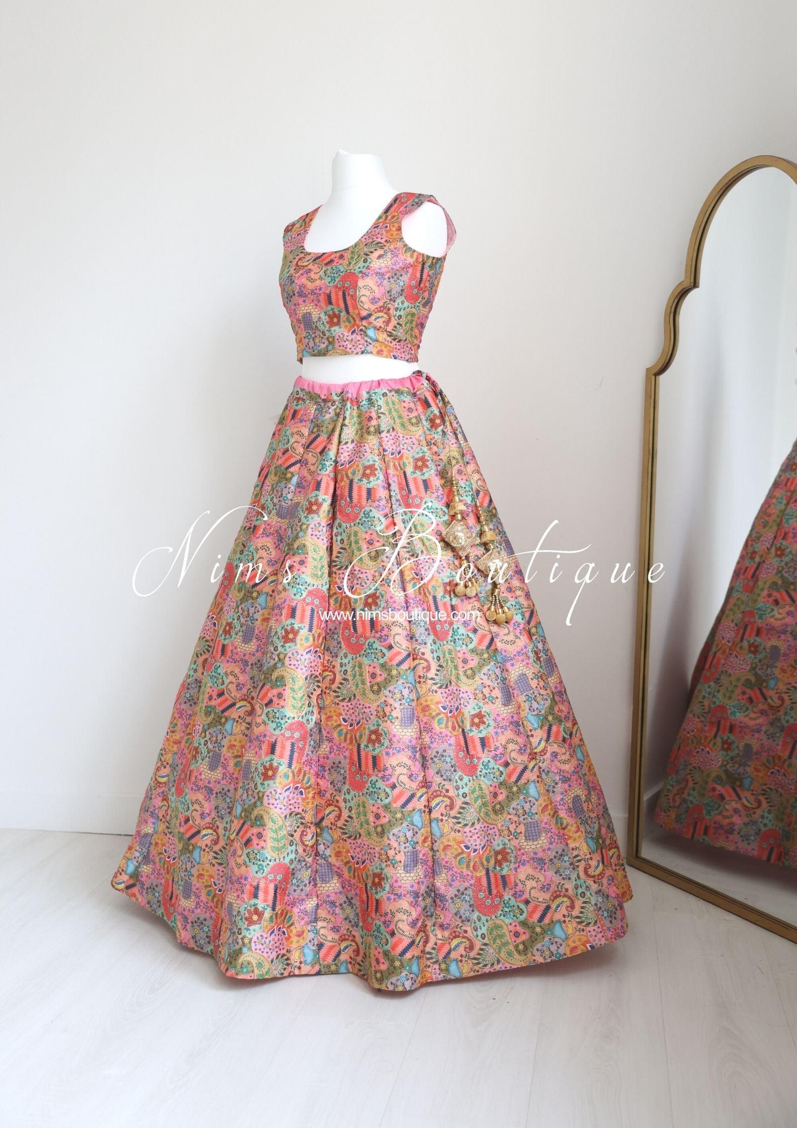 Nims Boutique Suraiya Luxury Pinks Printed Skirt sizes 6-18