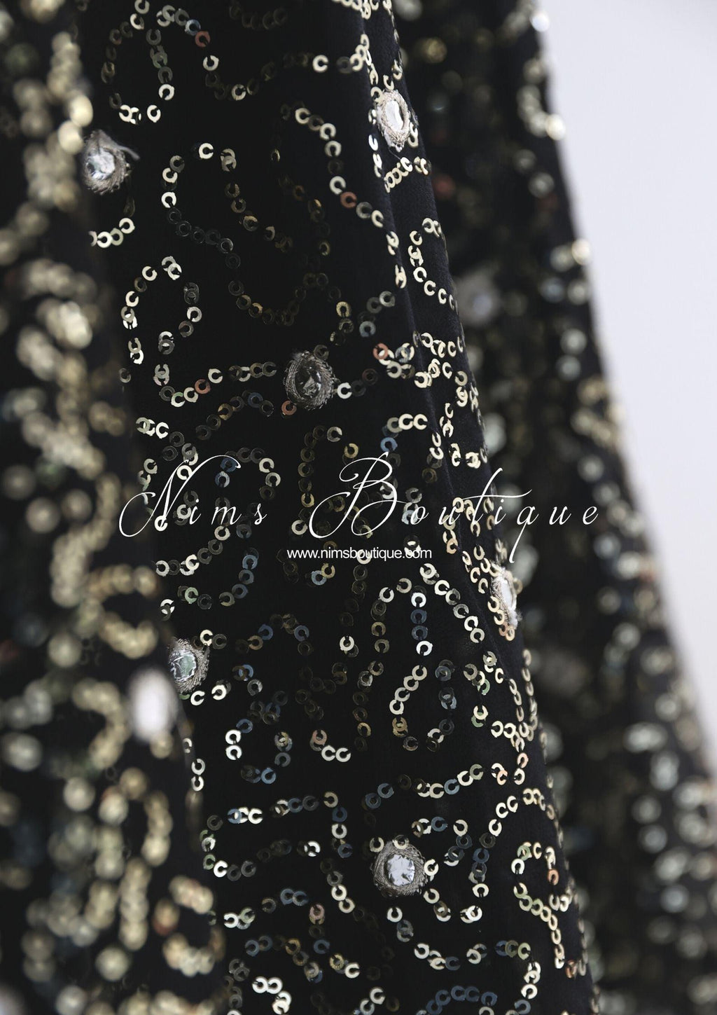 Nims Boutique Arya Black & Gold Sequin Luxury Skirt sizes 6-16