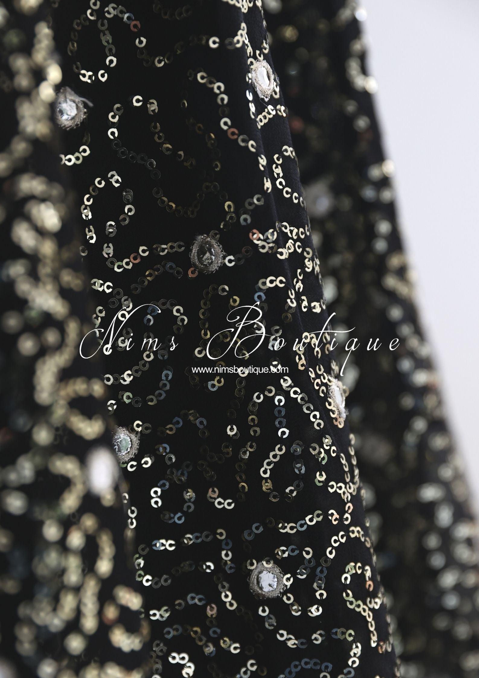 Nims Boutique Arya Black & Gold Sequin Luxury Skirt sizes 6-16